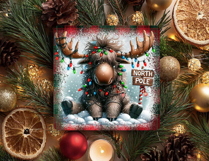 Christmas Moose Coasters | Rustic Holiday Coasters