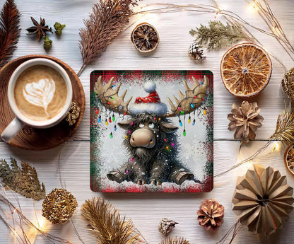 Christmas Moose Coasters | Rustic Holiday Coasters
