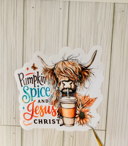Pumkin Spice Highland Sticker